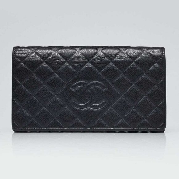 Chanel Black Quilted Caviar Leather CC Bifold Wallet - Picture 1 of 8